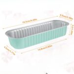 100 Pcs Rectangle Aluminum Mini Loaf Baking Pan with Lid Light Blue