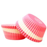 100 Pcs Pink & White Striped Cupcake Liners