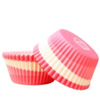100 Pcs Pink & White Striped Cupcake Liners