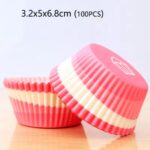 100 Pcs Pink & White Striped Cupcake Liners