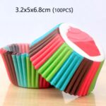 100 Pcs Rainbow Colored Cupcake Liners