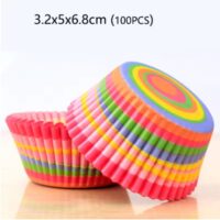 100 Pcs Rainbow Colored Cupcake Liners 1