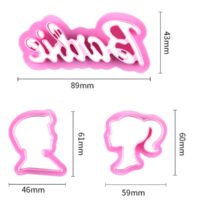 3 Pcs Set Barbie Themed Cookie Fondant Cutter