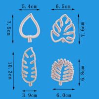 4 Psc Set Tropical Leaves Cookie Fondant Cutters