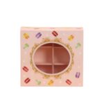 5 Cavities Macaron Box Pink 11x12 cm