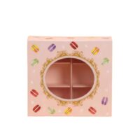 5 Cavities Macaron Box Pink 11x12 cm