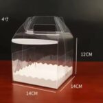 Transparent Square Cake Box With Handheld 14x14x12 cm