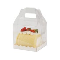 Transparent Square Cake Box With Handheld 14x14x12 cm