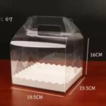 Transparent Square Cake Box With Handheld 19.5x19.5x20 cm