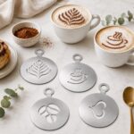 Stainless Steel Coffee Stencil Set 4 Designs 1