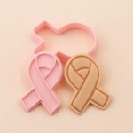 Breast Cancer Awareness Ribbon Cookie Fondant Cutter Withe Stamp