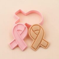 Breast Cancer Awareness Ribbon Cookie Fondant Cutter Withe Stamp