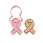 Breast Cancer Awareness Ribbon Cookie Fondant Cutter Withe Stamp