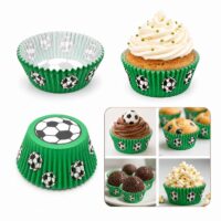 Football Print Cupcake Liners Green Soccer Baking Cups 200 Pieces