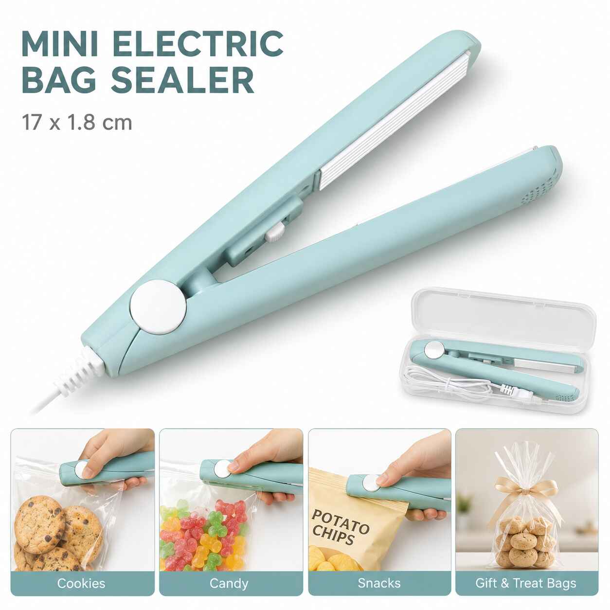 Mini Electric Bag Sealer with Crimped Pattern – 17 cm Mini Electric Bag Sealer with Crimped Pattern – 17 cm
