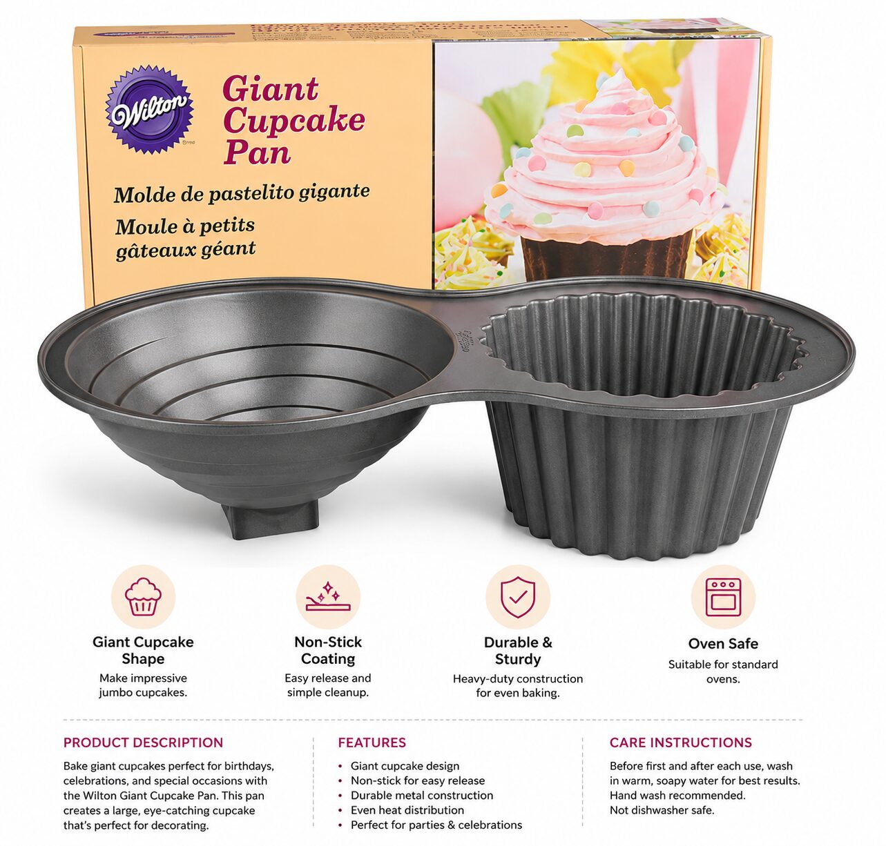 Wilton Giant Cupcake Pan – Non Stick 2 Part Cake Mould Wilton Giant Cupcake Pan – Non Stick 2 Part Cake Mould