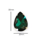 2 Pcs Drop Shape Crystal Gemstone Emerald 30x20mm