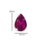 2 Pcs Drop Shape Crystal Gemstone Fuchsia 30x20mm