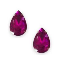 2 Pcs Drop Shape Crystal Gemstone Fuchsia 30x20mm