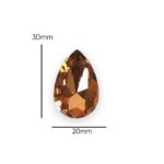 2 Pcs Drop Shape Crystal Gemstone Light Peach 30x20mm
