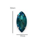 2 Pcs Eye Shape Crystal Gemstone Blue Zircon 32x17mm (2)
