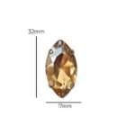2 Pcs Eye Shape Crystal Gemstone Golden 32x17mm