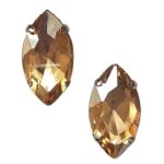 2 Pcs Eye Shape Crystal Gemstone Golden 32x17mm