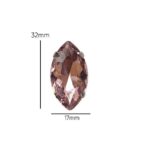 2 Pcs Eye Shape Crystal Gemstone Light Rose 32x17mm