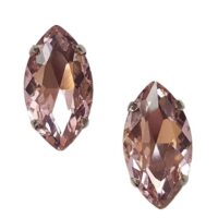 2 Pcs Eye Shape Crystal Gemstone Light Rose 32x17mm