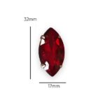 2 Pcs Eye Shape Crystal Gemstone Light Siam 32x17mm