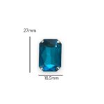 2 Pcs Rectangle Shape Crystal Gemstone Blue Zircon 27x18.5mm