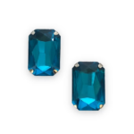 2 Pcs Rectangle Shape Crystal Gemstone Blue Zircon 27x18.5mm