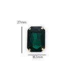 2 Pcs Rectangle Shape Crystal Gemstone Emerald 27x18.5mm