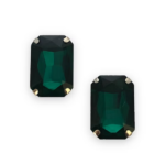 2 Pcs Rectangle Shape Crystal Gemstone Emerald 27x18.5mm