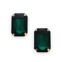 2 Pcs Rectangle Shape Crystal Gemstone Emerald 27x18.5mm