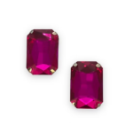 2 Pcs Rectangle Shape Crystal Gemstone Fuchsia 27x18.5mm