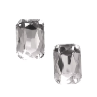 2 Pcs Rectangle Shape Crystal Gemstone Glass 27x18.5mm