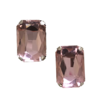 2 Pcs Rectangle Shape Crystal Gemstone Light Rose 27x18.5mm