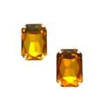 2 Pcs Rectangle Shape Crystal Gemstone Light Topaz 27x18.5mm