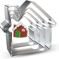 4 pcs Christmas House Cookie Fondant Cutters