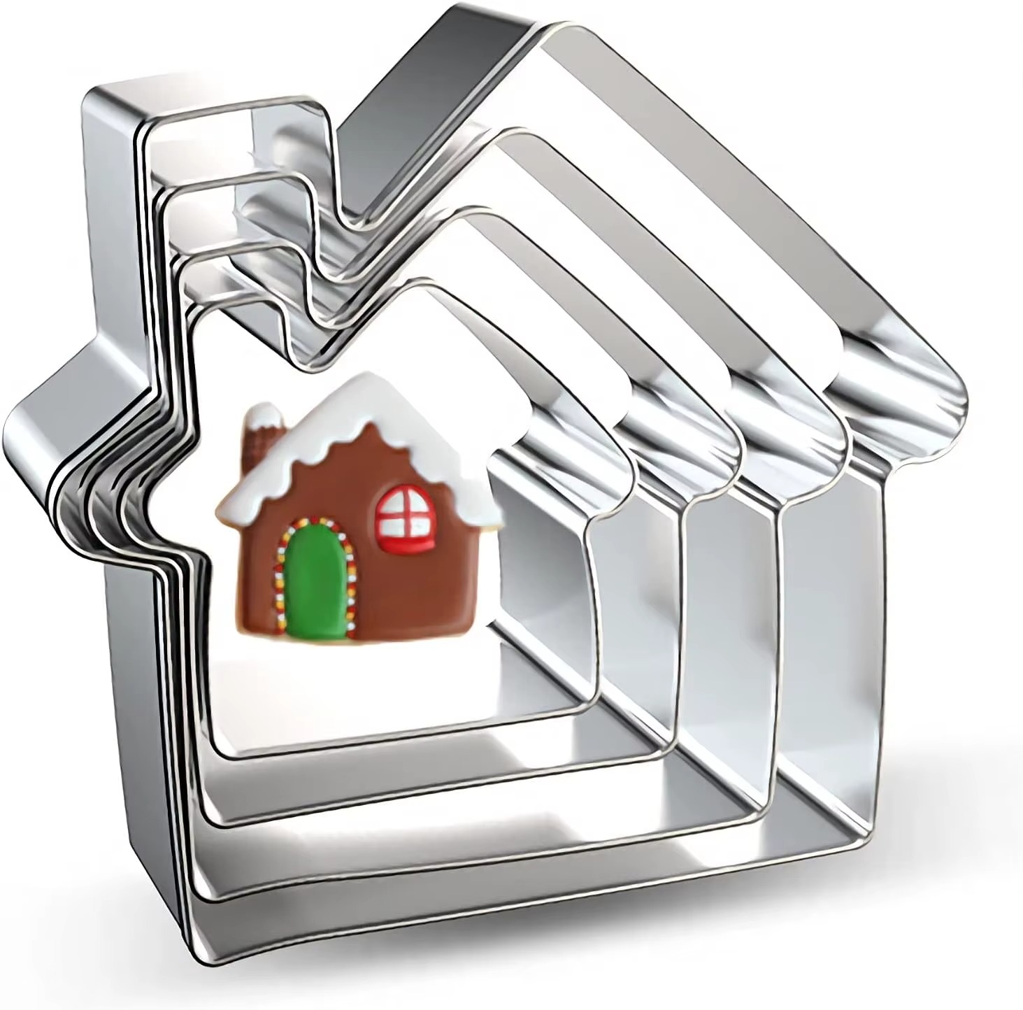 4 pcs Christmas House Cookie Fondant Cutters 4 pcs Christmas House Cookie Fondant Cutters