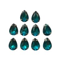 6 Pcs Drop Shape Crystal Gemstone Blue Zircon 18x13mm
