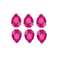6 Pcs Drop Shape Crystal Gemstone Fuchsia 18x13mm