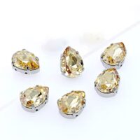 6 Pcs Drop Shape Crystal Gemstone Golden Shadow 18x13mm