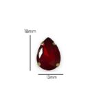 6 Pcs Drop Shape Crystal Gemstone Light Siam 18x13mm