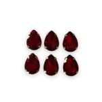 6 Pcs Drop Shape Crystal Gemstone Light Siam 18x13mm