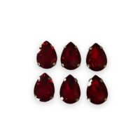 6 Pcs Drop Shape Crystal Gemstone Light Siam 18x13mm