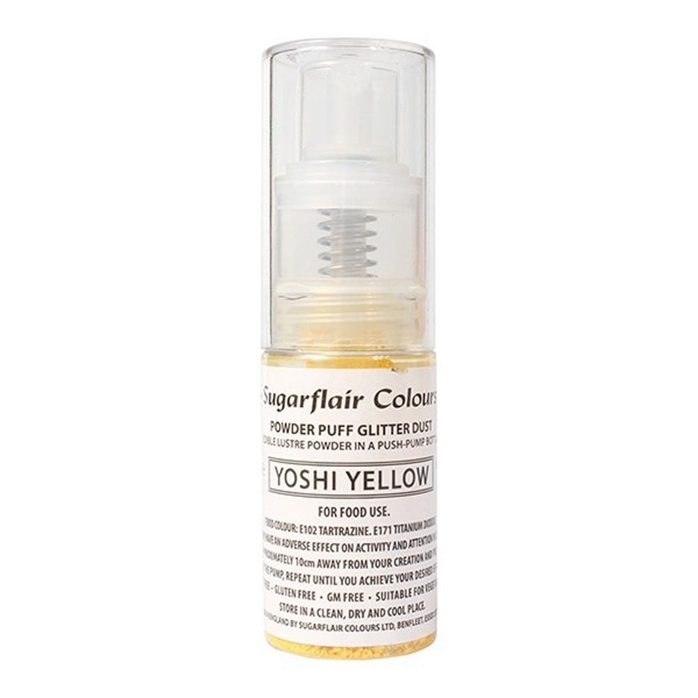 Sugarflair Powder Pump Glitter Dust Yoshi Yellow 10G Sugarflair Powder Pump Glitter Dust Yoshi Yellow 10G